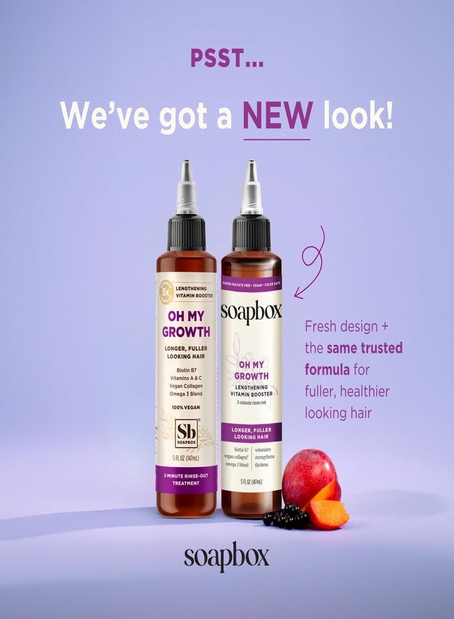 سوب بوكس صابون بوكس أوه ماي جروث، علاج معزز بالفيتامينات لتطويل الشعر لجميع أنواع الشعر، غني بالبيوتين والكولاجين النباتي وفيتامينات أ و ج، خالٍ من البارابين ولم يُختبر على الحيوانات، لشعر أكثر كثافة وامتلاءً للرجال والنساء، عبوة من قطعتين (5 أونصة لكل قطعة). - Image 2